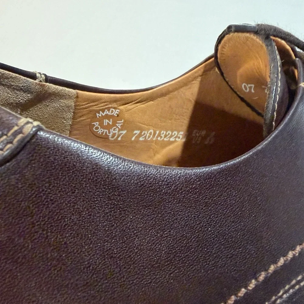 Mephisto Goodyear Welt Leather  Derby Shoes Dark Brown Men's 8.5 US
